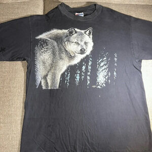 VTG SINGLE STITCH HANES BEEFY T WOLF GENERAL BUTLER STATE RESORT PARK COTTON LG